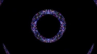 Siyah arkaplanda mavi yanıp sönen ışıkların hareketli yuvarlak şekli