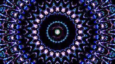 Tam rengi yöneten parlak soyut ışık, kaleydoskop, siyah arkaplan