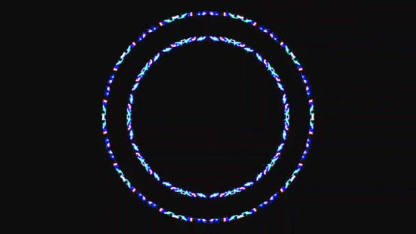 Μαύρο Φόντο Για Επίδειξη Πολύχρωμα Φωτεινά Στολίδια Στρογγυλό Σχήμα — Αρχείο Βίντεο