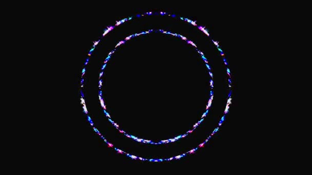 Μαύρο Φόντο Για Επίδειξη Πολύχρωμα Φωτεινά Στολίδια Στρογγυλό Σχήμα — Αρχείο Βίντεο