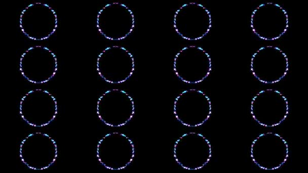 Geanimeerde Cirkel Vorm Van Kleurrijke Knipperende Lichten Zwarte Achtergrond — Stockvideo