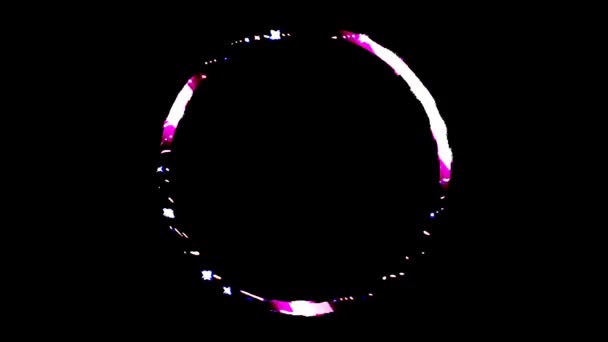 Forme Cercle Animé Lumières Clignotantes Colorées Sur Fond Noir — Video