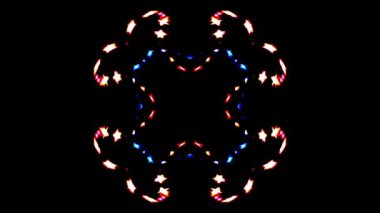 Siyah arkaplanda renkli yanıp sönen ışıkların hareketli çember şekli