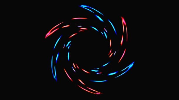 黒を背景にカラフルな点滅する光の円の形をアニメーション化し — ストック動画