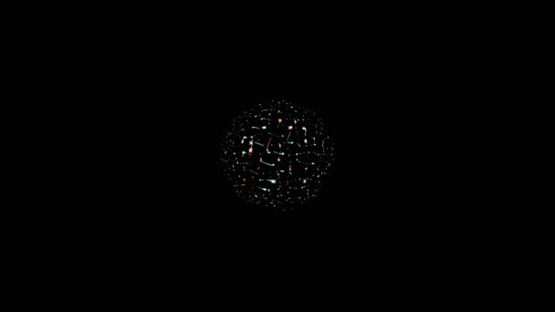 Animated Circle Shape Colorful Flashing Lights Black Background — Stock Video