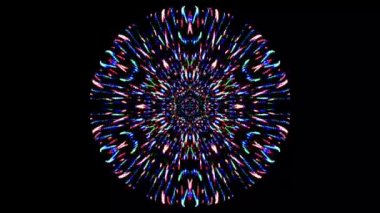 Siyah arkaplanda renkli yanıp sönen ışıkların hareketli çember şekli