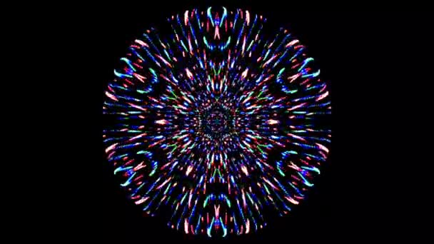 Forma Cerchio Animato Luci Lampeggianti Colorate Sfondo Nero — Video Stock