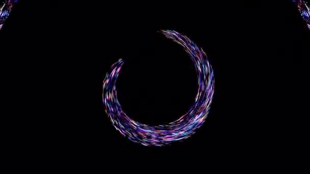 Animerad Cirkel Form Färgglada Blinkande Ljus Svart Bakgrund — Stockvideo