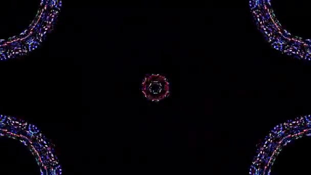 Forma Cerc Animat Lumini Intermitente Colorate Fundal Negru — Videoclip de stoc
