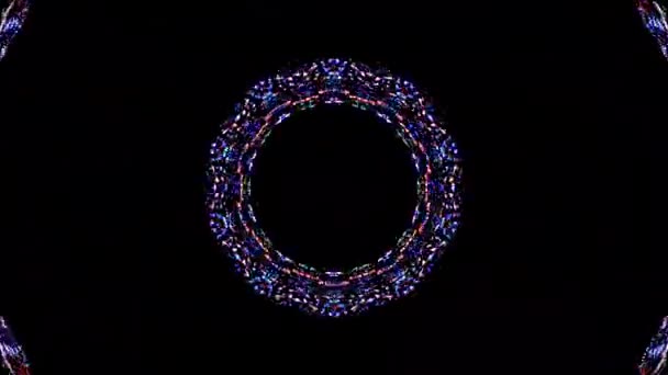 Animated Circle Shape Colorful Flashing Lights Black Background — Stock Video