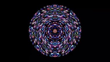 Siyah arkaplanda renkli yanıp sönen ışıkların hareketli çember şekli