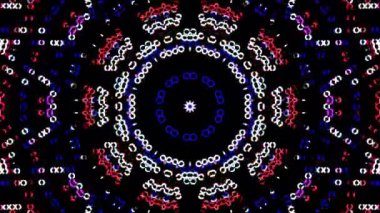 Siyah arkaplanda renkli yanıp sönen ışıkların hareketli çember şekli