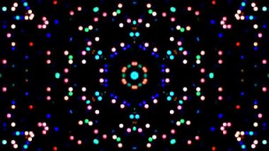 Siyah arkaplanda renkli yanıp sönen ışıkların hareketli çember şekli