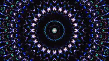 Parlayan güzel soyut bir kaleydoskop, ince hareketleri düzenleyen parlak bir ışık.