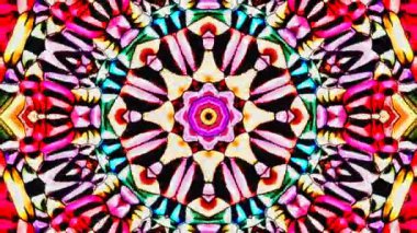 Kırmızı mavi renkli soyut Kaleydoskop deseni. Sihirli mandala. 4k