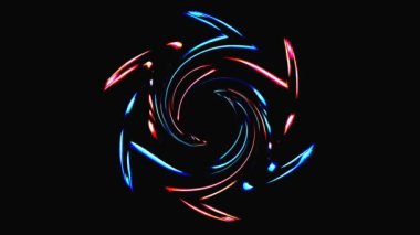 Siyah arkaplanda yanıp sönen çok renkli ışıkların hareketli yuvarlak şekli
