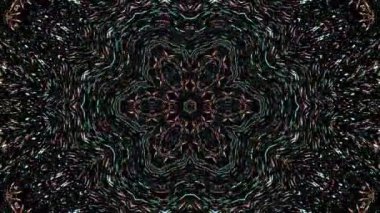 Tam rengi yöneten parlak soyut ışık, kaleydoskop, siyah arkaplan