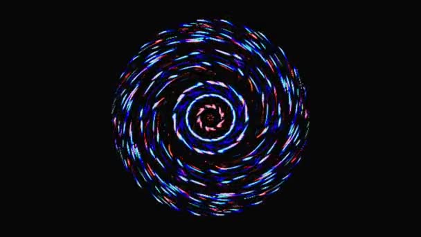 彩色闪光灯的动画圆形圆形 背景为黑色 — 图库视频影像