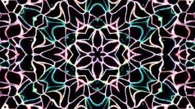 Tam rengi yöneten parlak soyut ışık, kaleydoskop, siyah arkaplan