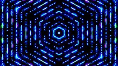 Tam rengi yöneten parlak soyut ışık, kaleydoskop, siyah arkaplan