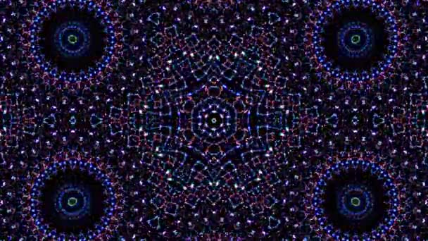 Resumen Patrón Caleidoscopio Con Colores Azules Rojos Mandala Mágica — Vídeo de stock