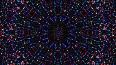 Tam rengi yöneten parlak soyut ışık, kaleydoskop, siyah arkaplan