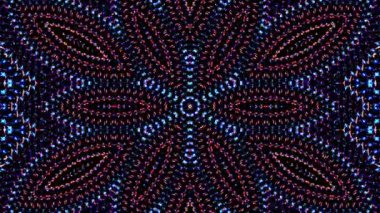Tam rengi yöneten parlak soyut ışık, kaleydoskop, siyah arkaplan