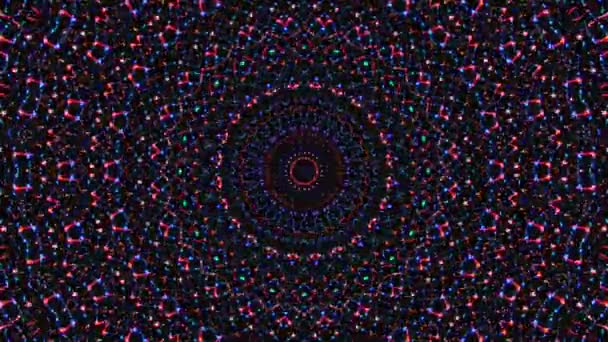 Bright Abstract Light Governing Full Color Kaleidoscope Black Background — Stock Video