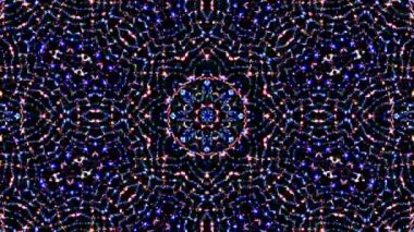 Kırmızı mavi renkli soyut Kaleydoskop deseni. Sihirli mandala. 4k