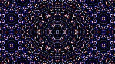 Tam rengi yöneten parlak soyut ışık, kaleydoskop, siyah arkaplan