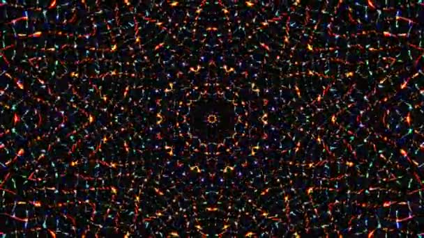 Яркий Абстрактный Свет Регулирующий Полный Цвет Калейдоскоп Черный Фон — стоковое видео