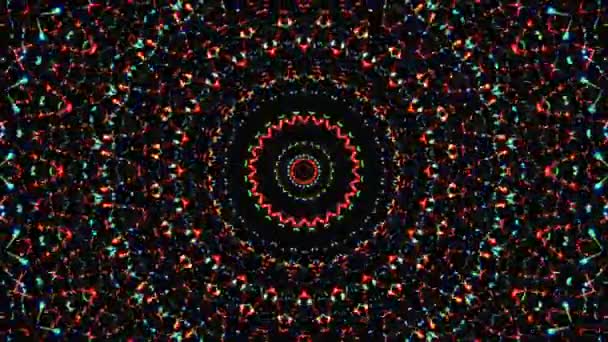 色彩艳丽的抽象光 万花筒 黑色背景 — 图库视频影像