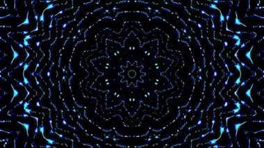 Tam rengi yöneten parlak soyut ışık, kaleydoskop, siyah arkaplan