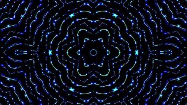 Tam rengi yöneten parlak soyut ışık, kaleydoskop, siyah arkaplan