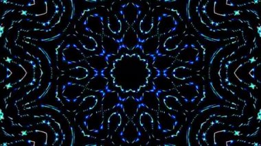 Tam rengi yöneten parlak soyut ışık, kaleydoskop, siyah arkaplan