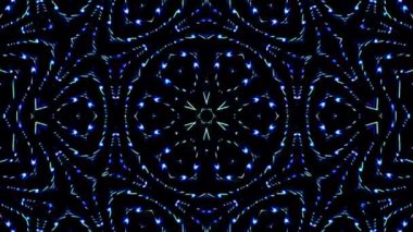 Tam rengi yöneten parlak soyut ışık, kaleydoskop, siyah arkaplan