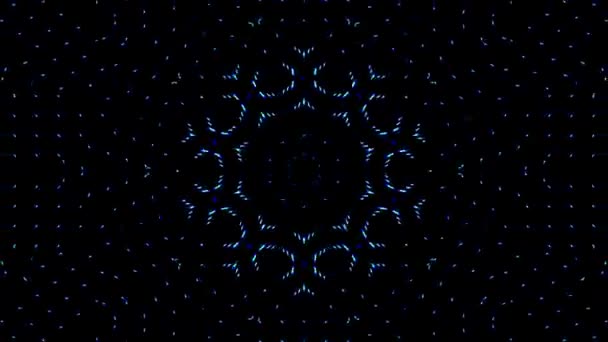 Bright Abstract Light Governing Full Color Kaleidoscope Black Background — Stock Video