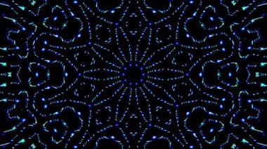 Tam rengi yöneten parlak soyut ışık, kaleydoskop, siyah arkaplan