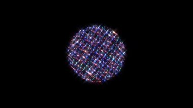 Siyah arkaplanda yanıp sönen çok renkli ışıkların hareketli yuvarlak şekli