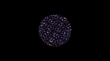 Siyah arkaplanda yanıp sönen çok renkli ışıkların hareketli yuvarlak şekli