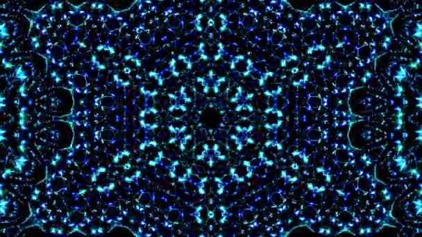 Resumen Patrón Caleidoscopio Con Colores Azules Rojos Mandala Mágica — Vídeos de Stock