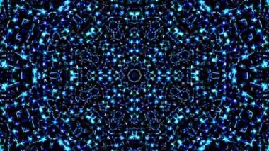 Kırmızı mavi renkli soyut Kaleydoskop deseni. Sihirli mandala. 4k
