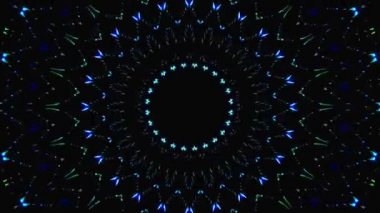 Kırmızı mavi renkli soyut Kaleydoskop deseni. Sihirli mandala. 4k