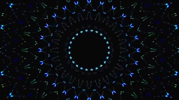 Resumen Patrón Caleidoscopio Con Colores Azules Rojos Mandala Mágica — Vídeos de Stock