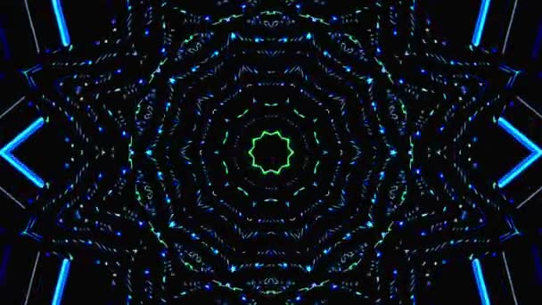 Padrão Caleidoscópio Abstrato Com Cores Azuis Vermelhas Mandala Mágica — Vídeo de Stock