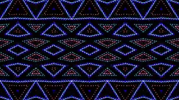 Línea Punteada Forma Animada Luces Intermitentes Colores Sobre Fondo Negro — Vídeo de stock