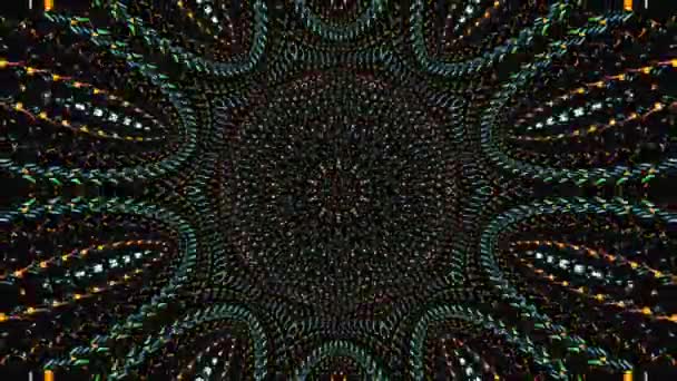 Absztrakt Kaleidoszkóp minta piros és kék színekkel. Varázslatos mandala. 4k