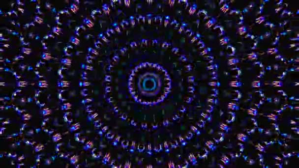 带红色和蓝色的万花筒图案 神奇的曼陀罗4K — 图库视频影像