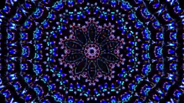 Caleidoscopio Abstracto Con Colores Rojo Azul Mandala Mágica — Vídeo de stock