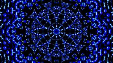 Kırmızı ve mavi renkli soyut Kaleydoskop deseni. Sihirli mandala. 4k